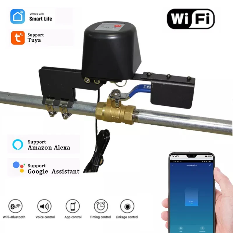 

Tuya Wifi Smart Valve Controller Bluetooth Gas Manipulator Control Water Valve Auto Shut ON Off Work With Alexa Google Assistant