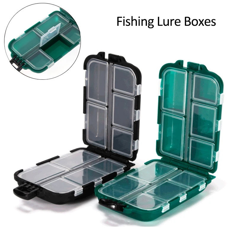 10 Compartment Fishing Tackle Box Waterproof Plastic Spinner Lures Hook Minnow Bait Storage Case Fishing Tool Accessories 