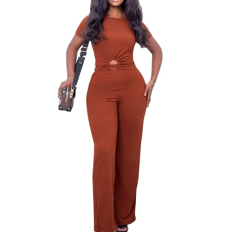 

2 Piece Set Matching Pants Sets Outfit Summer Autumn Sexy Women Short Sleeve Crop Tops And Pant Suits Sets Fashion Streetwear