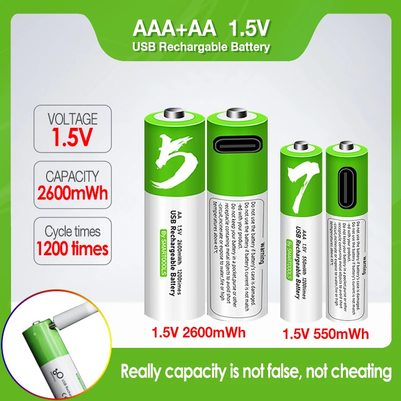 Перезаряжаемые аккумуляторы AAA + AA USB, 1,5 в, AAA, МВт/ч, литий-ионные аккумуляторы AA МВт/ч для бритвы, часов, мыши, термометра и кабеля для планшетов