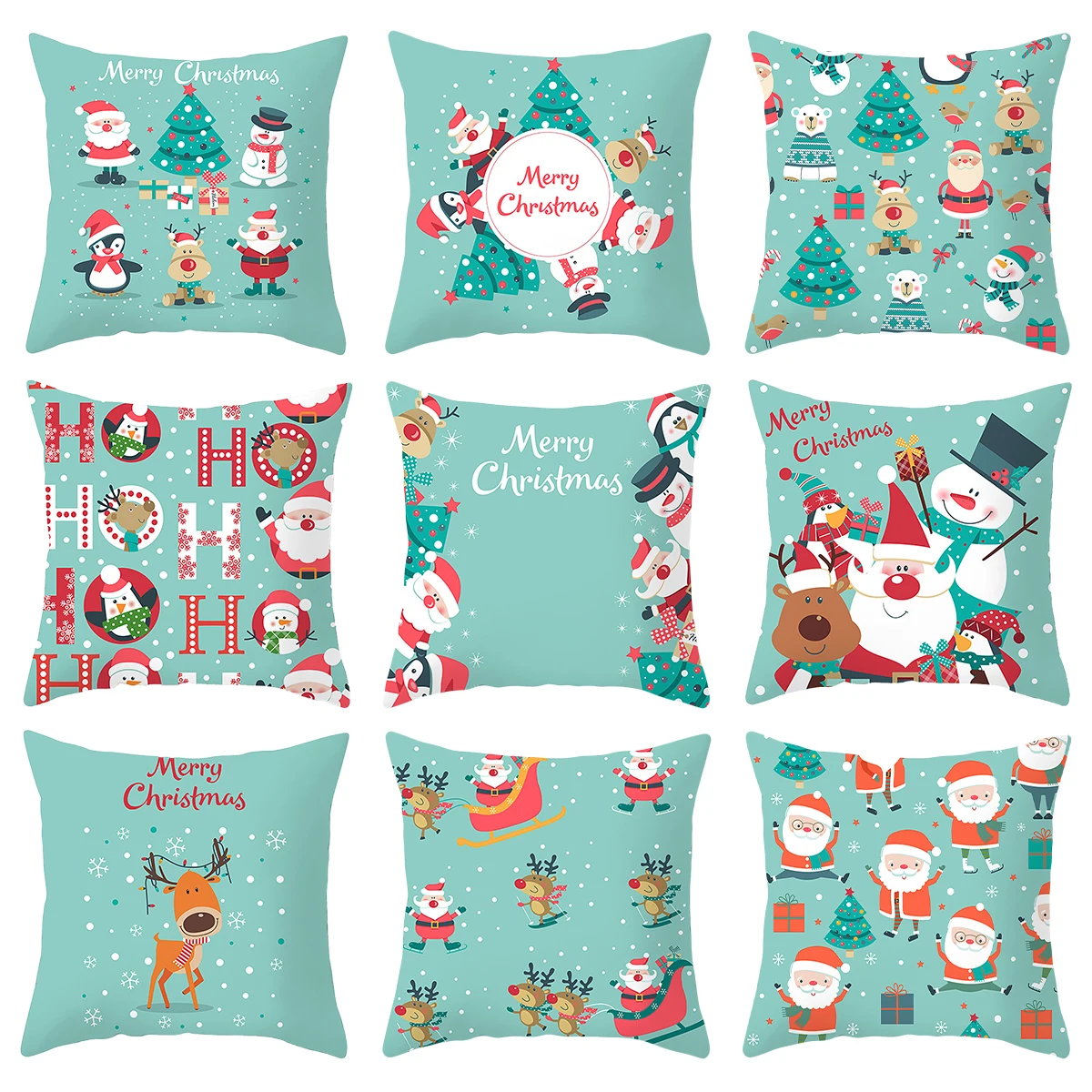 

Home Decor Santa Print Polyester Pillowcase Cushion Cover Merry Christmas Christmas New Year Gift 45x45cm funda de almohada