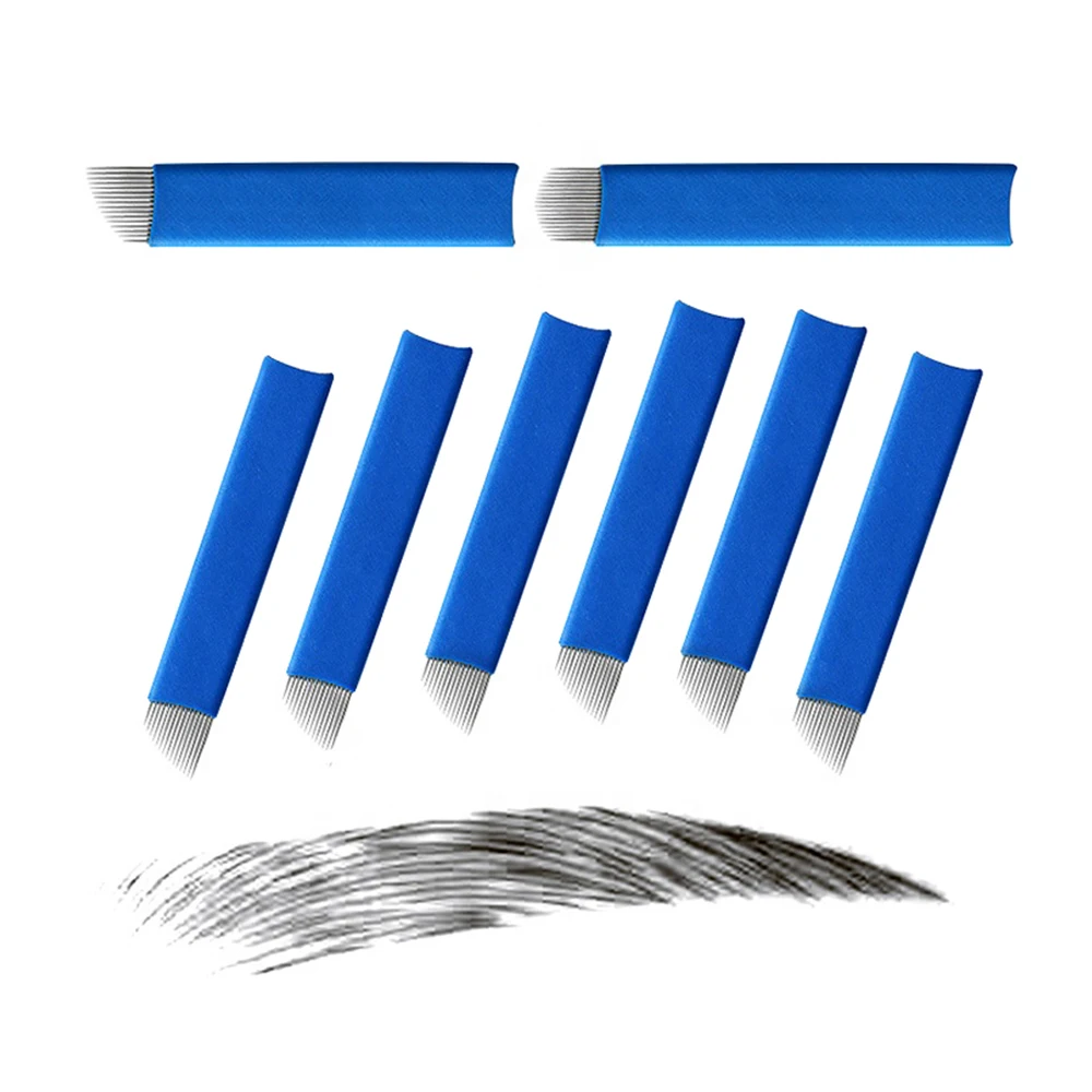 

200/500pcs Laminas Tebori Microblading Needles 12 14 16 18 21F U18 Flex Semi-Pernement Makeup for Manual Tattoo Pen