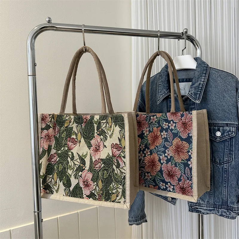 

Женская сумка из хлопка большой емкости, яркий внешний вид для офисных работников и оптовая продажа сумок для обедов с рисом