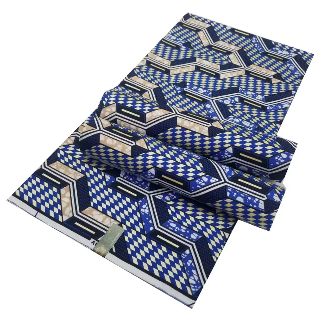 Высококачественная африканская восковая ткань блестящий золотой воск Золотая