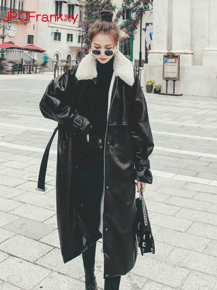 PU Leather Style Overcomes Women's 2022 Winter Design Sense, Small and High class Sense, Popular Popular Style Down Cotton Coat