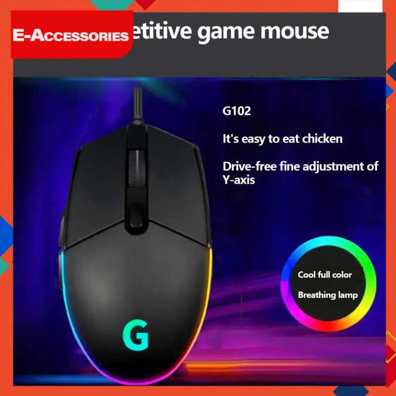 

Game Competition Mechanical Mouse Luminous 6 Keys Video Game Mouse G102 Computer Mouse E-sports Mouse For Pc Laptop Usb Wired