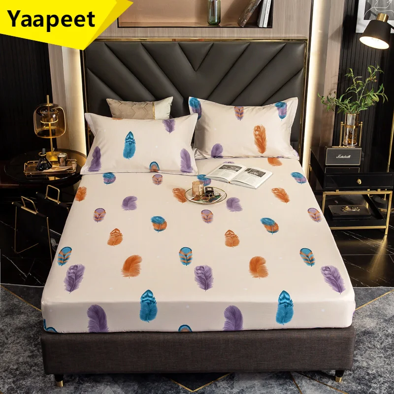 

Cotton Fitted Sheet 160x200cm Mattress Cover Printing Bed Sheets With Elastic Band Double Queen Size Bedsheet