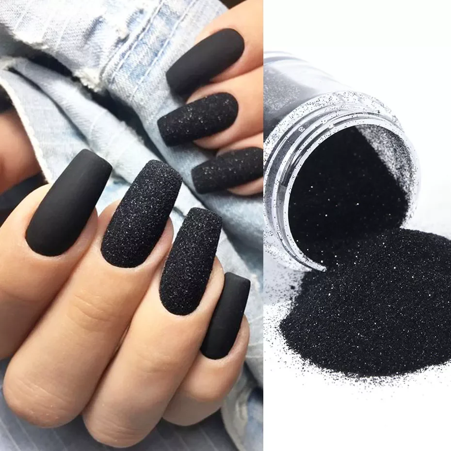 

1 Box Black White Nail Art Sugar Powder Shiny Dipping Powder Dust Woolen Candy Effect Nails Art Chrome Pigment Glitter NTMN01-08