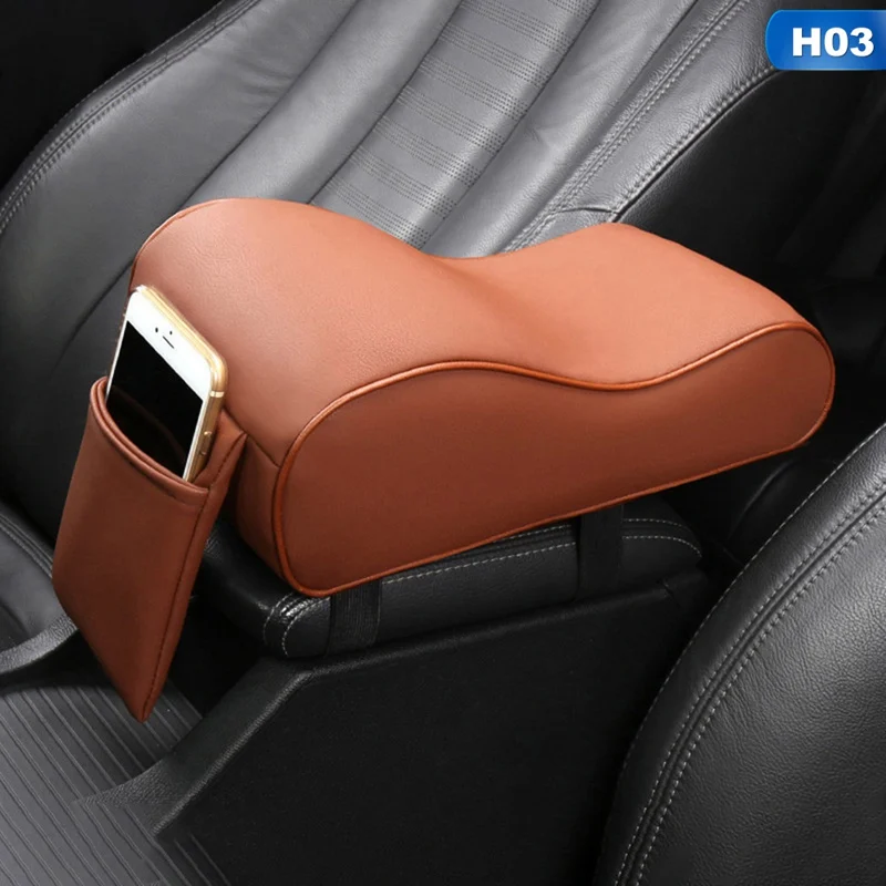 

For Leather Car Central Armrest Center Console Styling Pad Black Auto Comfortable Arm Rest Seat Mat Cushion Pillow Cover