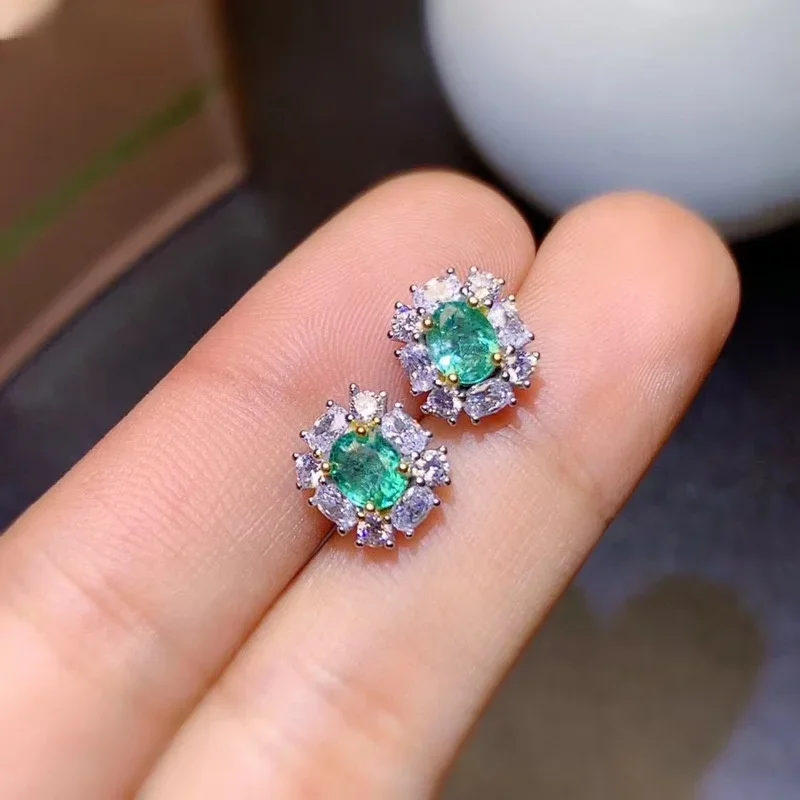 Columbia Otrabouw Gebiedembali tipo Изумруд Oorbellen 925 Sterling Zilver Vrouwen High-End Kleurrijke Sieraden
