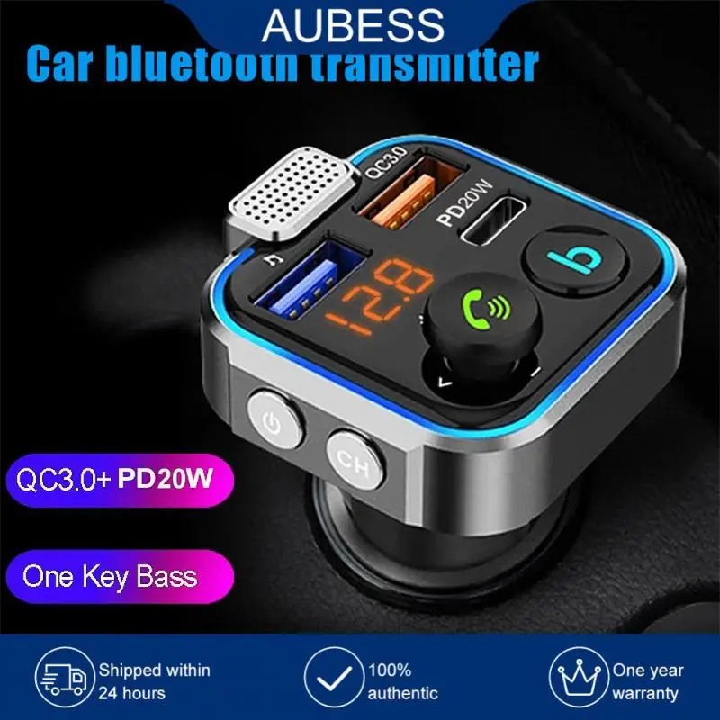 

Pd 20w Car Adapter Durable Fm Transmitter Support U Disk Universal Mp3 Player Car Accessories Qc3.0 Fast Usb Charger