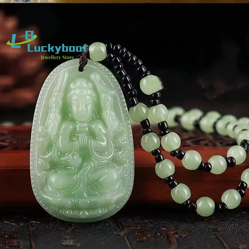 

High quality unique natural carved Buddha statue jade jade material Zodiac natal Buddha eight patron saint amulet necklace