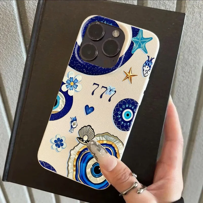Фото Чехол для телефона Lucky 777 Evil Eye для iPhone 17, iPhone 15, 13, 14, 11, 12, 16 Pro Max, Air Plus, в богемном экзотическом этническом стиле, мягкий чехол №4