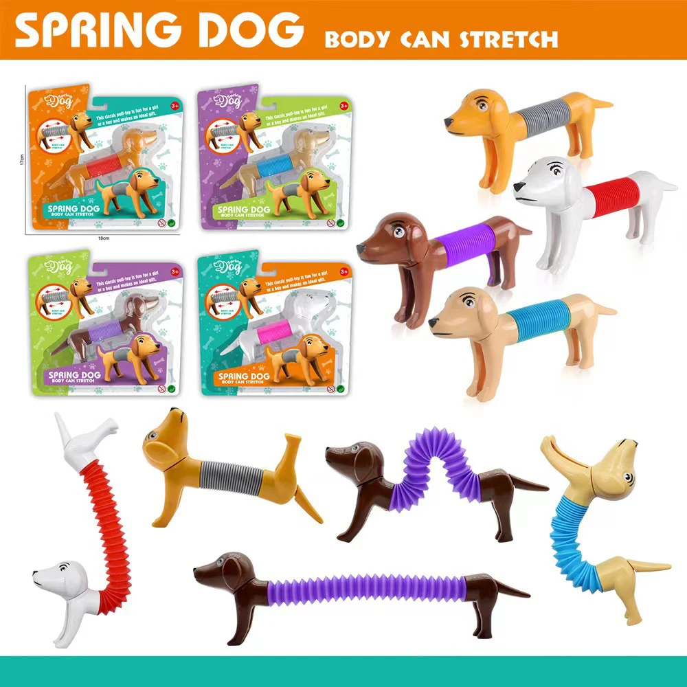

Fidget Spring Dog Toys Body Can Stretch Children Stress Reliever Telescopic Tube Kid Sausage Dog Body Pose Decompress Toy Gifts