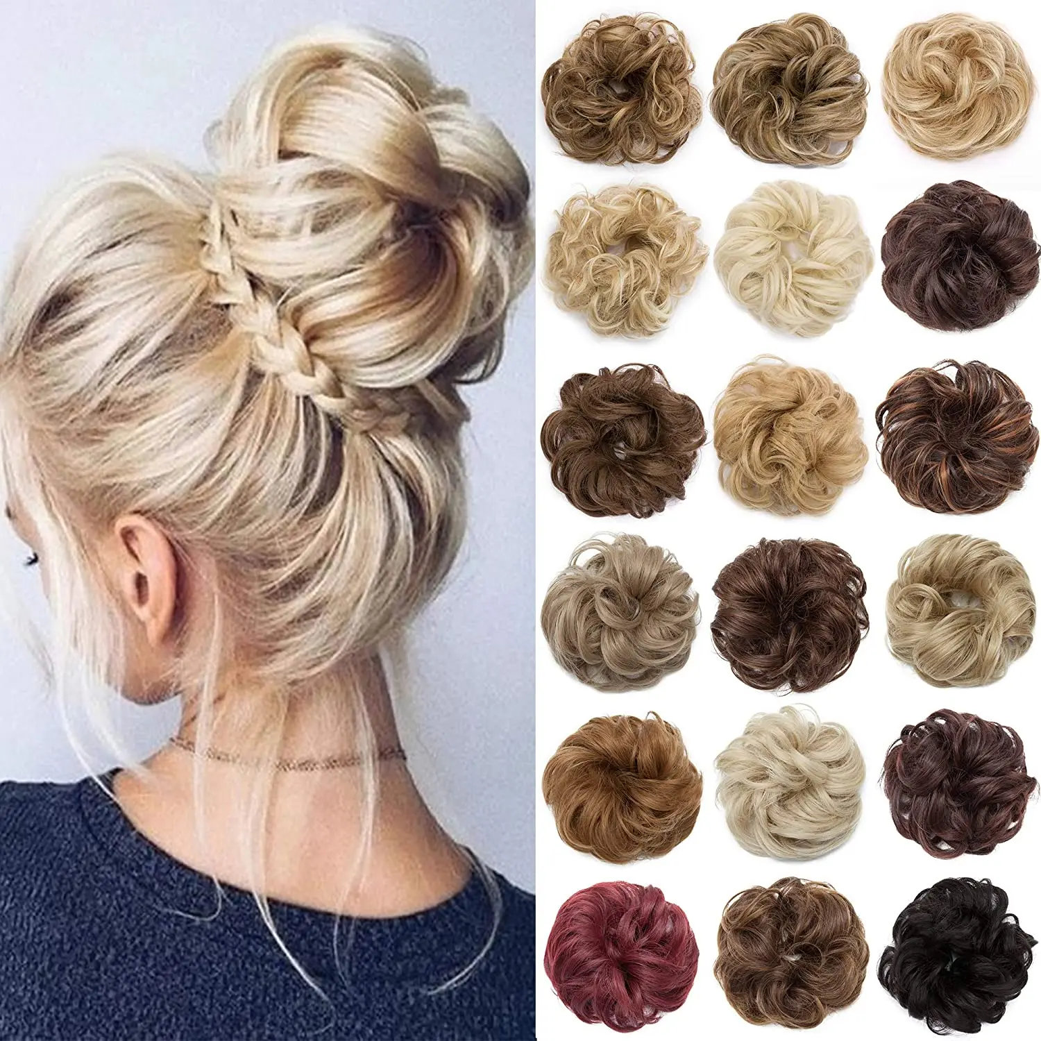 

Donut Chignon Hairpieces Ombre Elastic Updo Chignon Fluffy Messy Scrunchies Hair Bun Hairpiece Extension Hair For Women