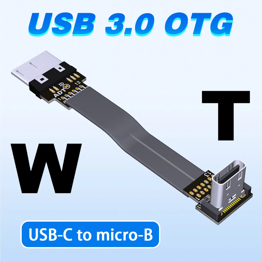 

ADT-Link USB 3.0 Type-C к Micro-B OTG адаптер 90 градусов 3 см-300 см FPC FPV плоский кабель для мультикоптера аэрофотосъемки