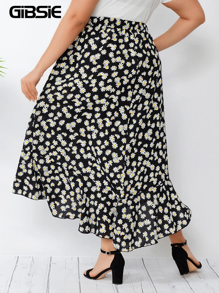 Юбка Женская длинная в стиле бохо с оборками и поясом на резинке |