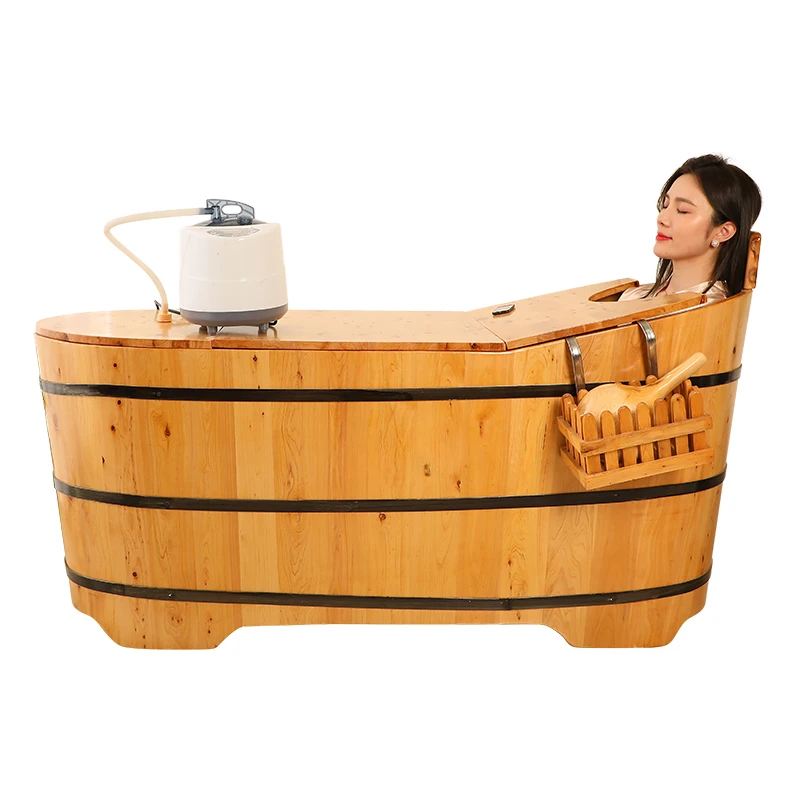 

Solid wood bathtub, household basin, full body, adult with lid, fumigation for adults
