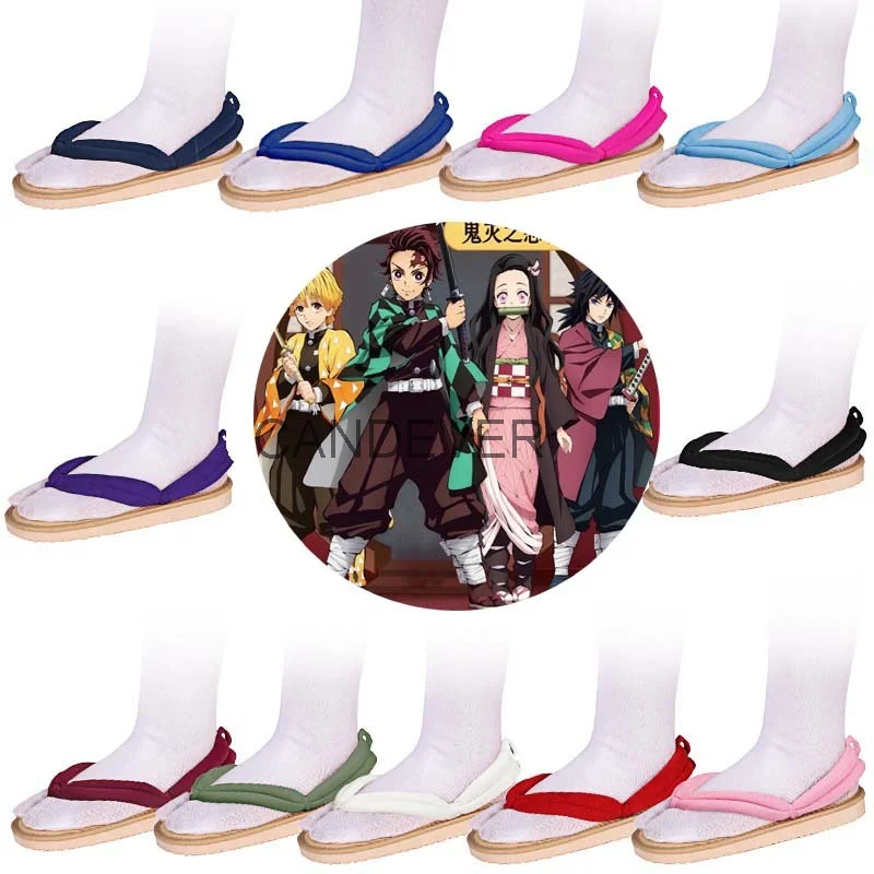 

Аниме Косплей Tanjirou Kamado Nezuko Geta Clogs рассекающий демонов: Kimetsu no Yaiba сандалии обувь Agatsuma Zenitsu шлепанцы для детей