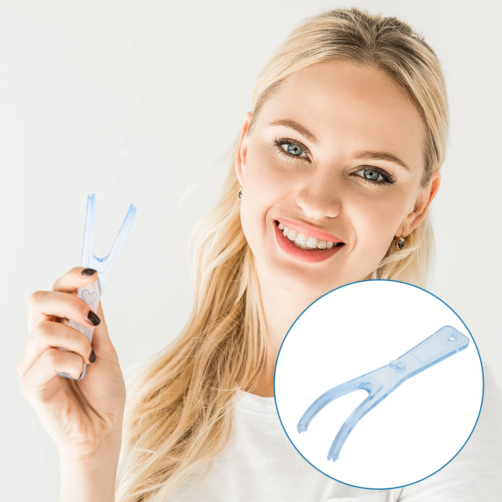 

1pc Replaceable Dental Floss Holder Dental Flosser Built-in Spool Flat Wire Dental Floss Replacement Rack (Blue)