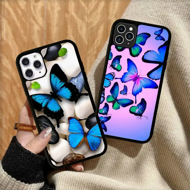 

MaiYaCa Butterfly Phone Case Silicone PC+TPU Case for iPhone 11 12 13 Pro Max 8 7 6 Plus X SE XR Hard Fundas