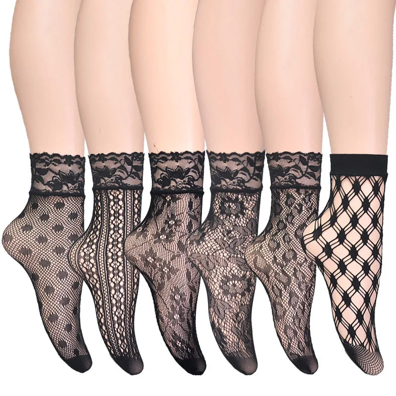 

For Summer 1Pair European Style Sexy Black Nylon Breathable Short Socks Ultrathin Fishnet Stockings