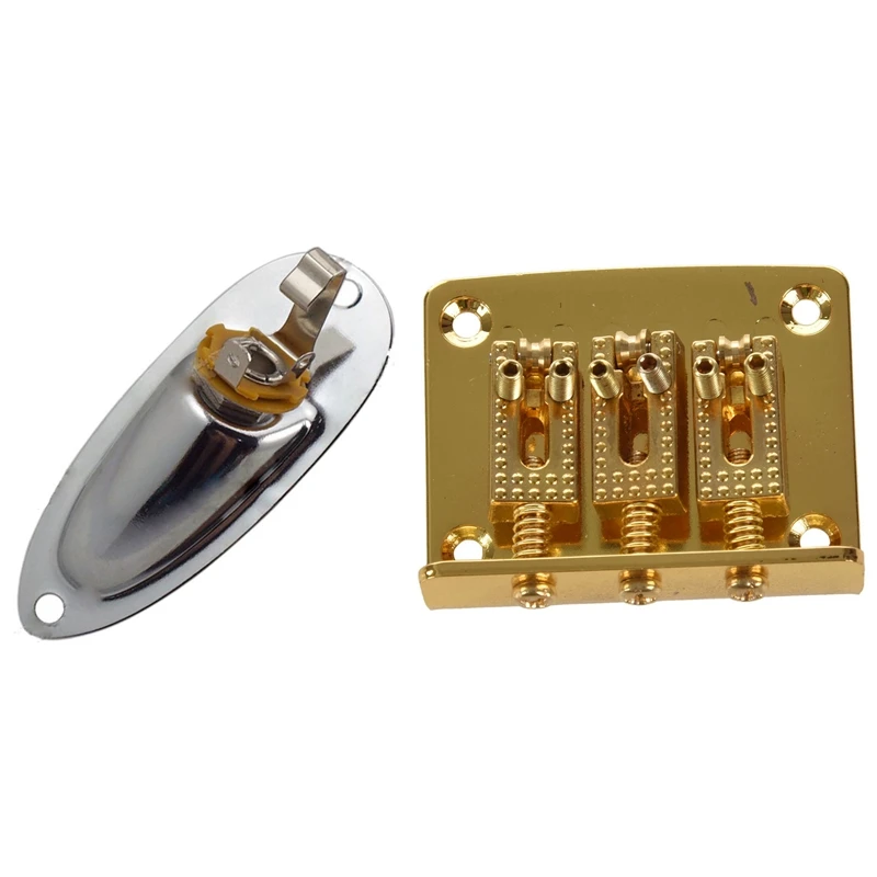 

1Pcs Loaded Jack Socket Plate And Screws For Fender With 3 String Guitar Pull String Hard Tail Bridge Tail 3 String