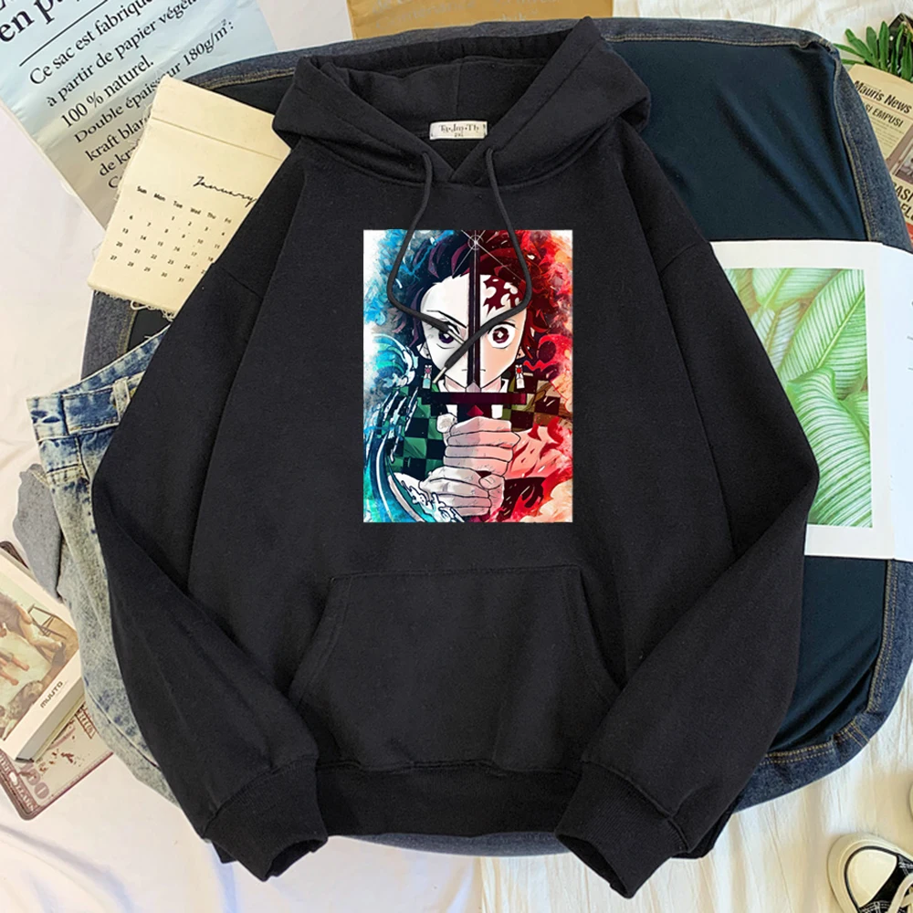 

Anime Demon Slayer Kamado Tanjirou Print Hoodie Men Women Casual Plus Size Soft Warm Sweatshirts Fleece Loose Hoodied Streetwear