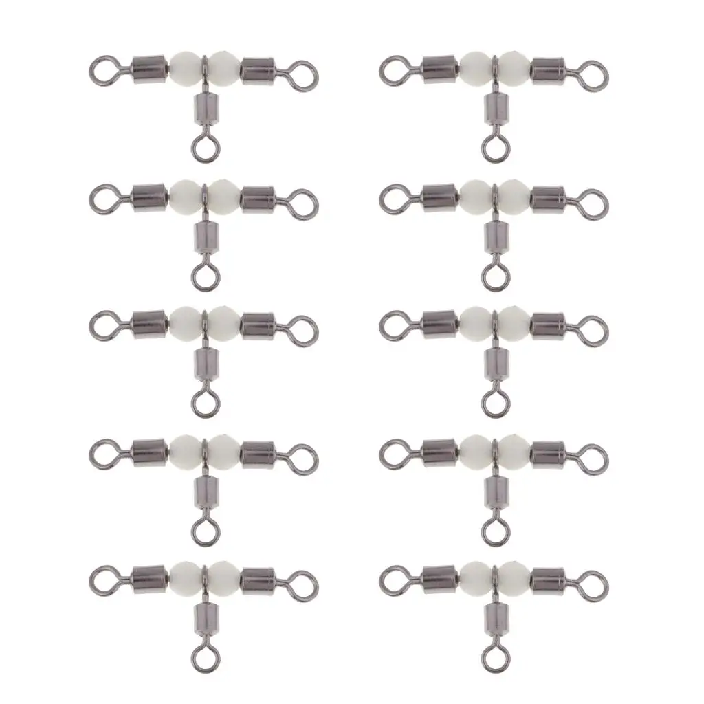 

10pcs Fishing Swivels with Luminous Bead Rolling swivels T-Turn