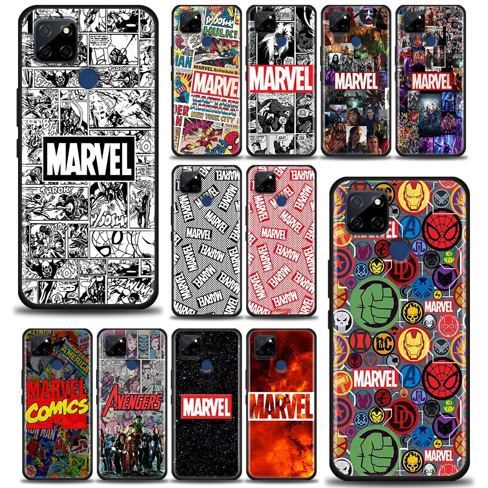 

Marvel Comics The Avengers Logo Phone Case For Realme 9 9I 8 8I 7 7I 6 5 C17 6S 5I 5S 6I Pro Narzo 4G 5G Black Cover Funda Cqoue
