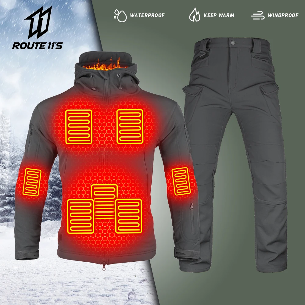 Winter Jacket For Men Heated Jacket Windproof Warm Hiking Clothings USB Self Heating Jacket Fishing Camping Coat Heated Clothing