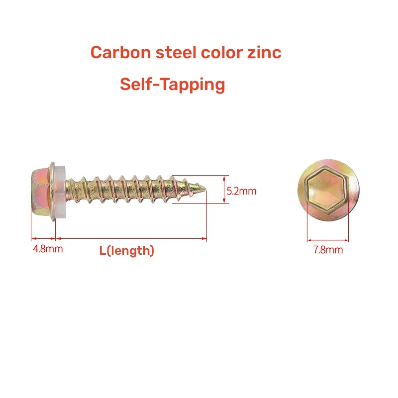 

5/10 шт. M5.2 наружная Шестигранная головка с шайбой саморез из нержавеющей стали/оцинкованный стандартный саморезающий винт