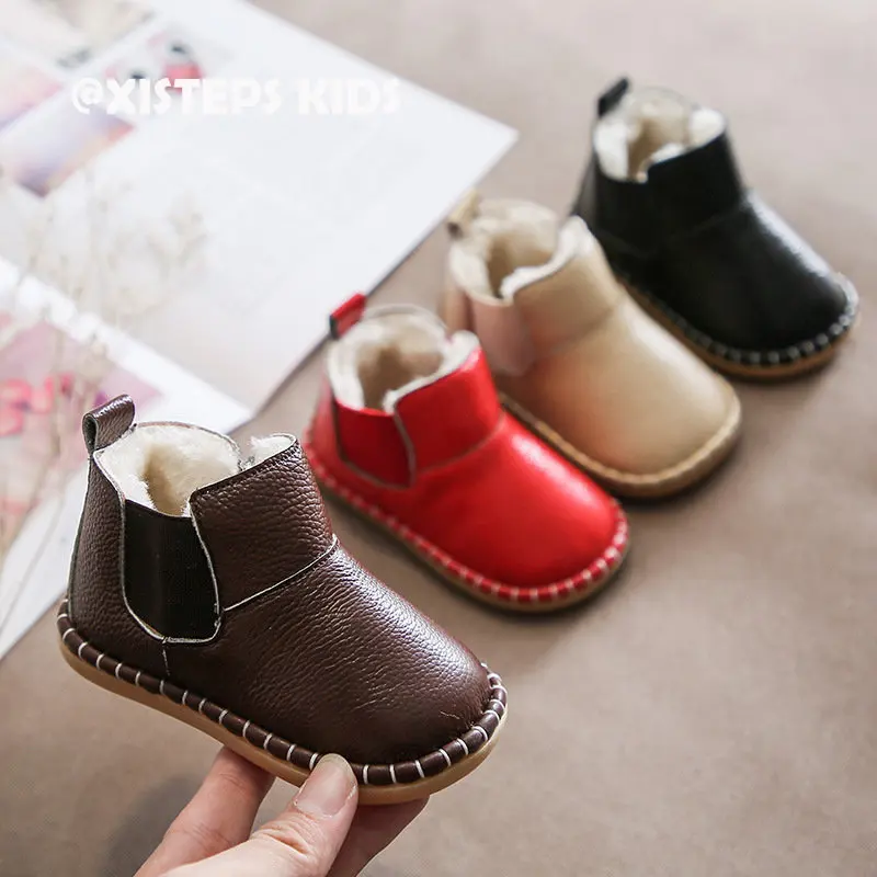 

Comfy Baby Girls Boys Snow Boots 2023 Winter Thicken Plush Warm Toddler First Walkers Waterproof Non-slip Sapato Infantil Botas