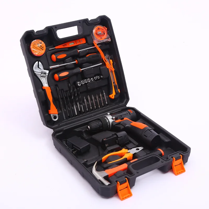 Lithium battery rechargeable electric drill combination tool electric screwdriver hardware tool box set