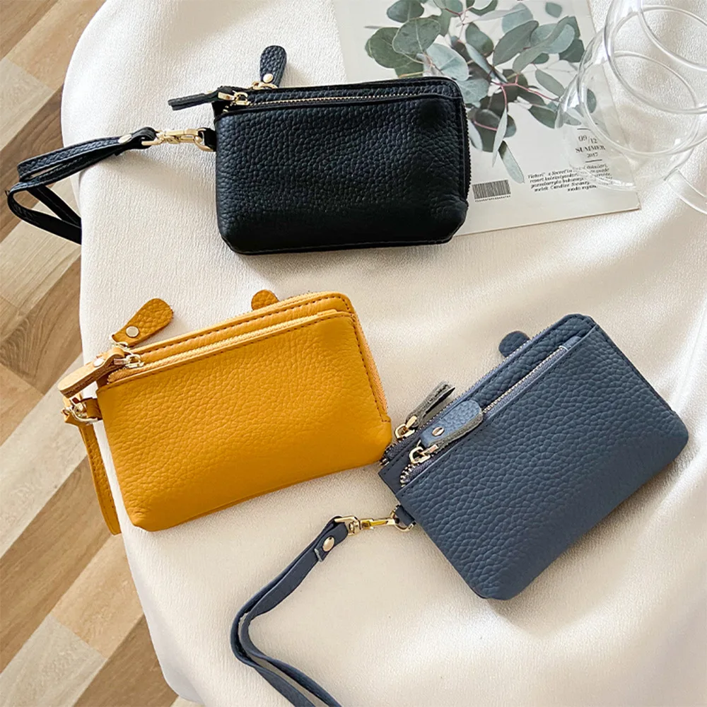 

Japan Europe and America Leather Ladies Purse 2021 Simple Zipper Coin Bag Leather Coin Purse Keychain Wholesale