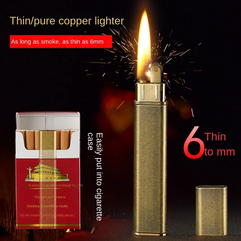 

Thin strip new lighter personality creative retro metal cotton kerosene lighter.