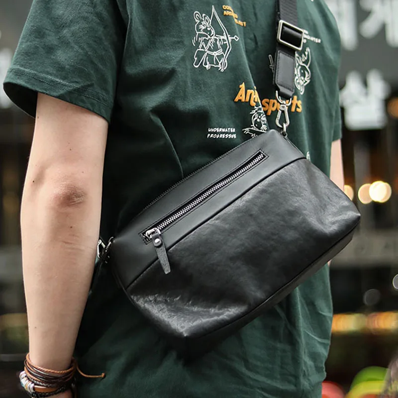 AETOO   High-quality original design leather casual men's bag simple work bag single shoulder messenger small bag men's soft clu