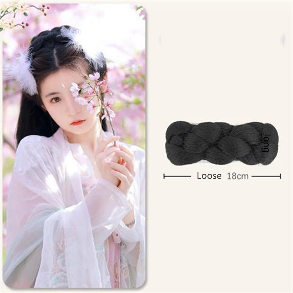 Chinese Ancient Wig Women Hanfu Wigs Headdress Photography Dance Accessory Black For Integrated Hair bun High tem |