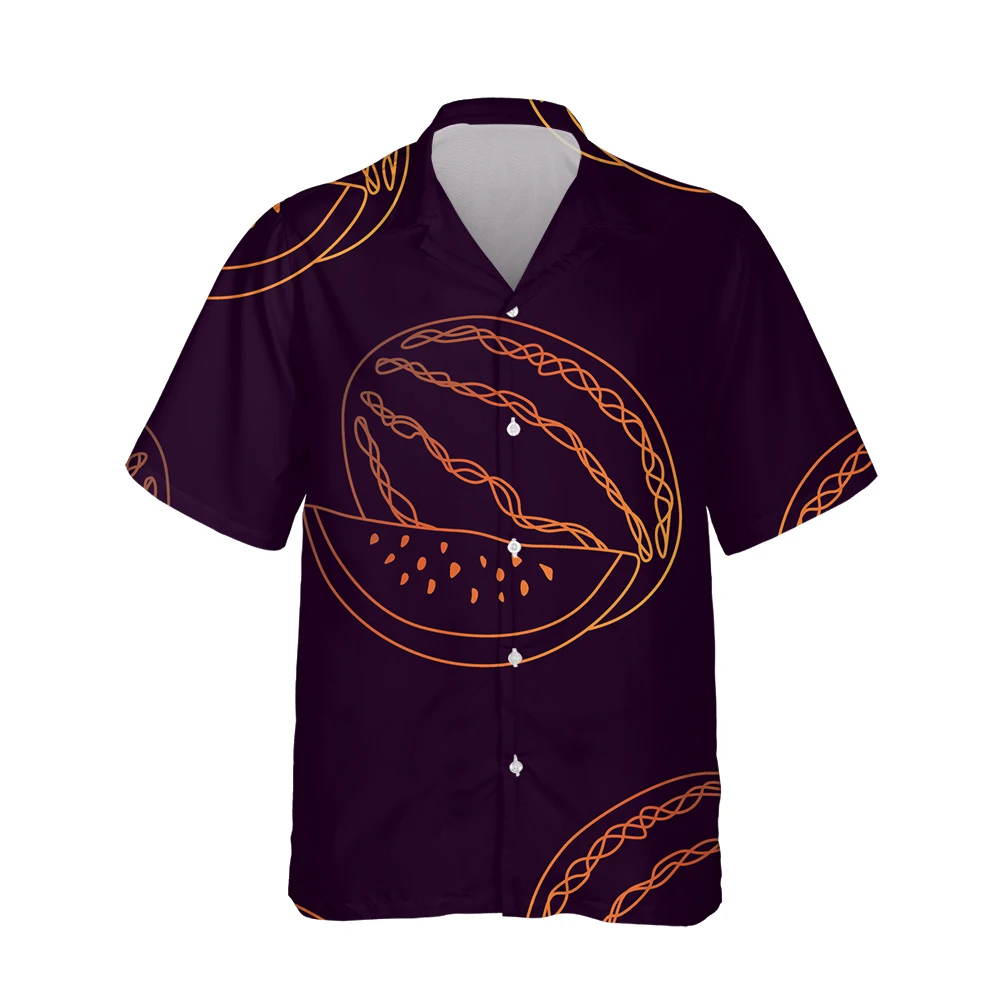 Jumeast 3D Watermelon Shirts For Men Fruit Beachwear Summer Short Sleeve Hawaiian Mens Shirt Baggy Streetwear Blouses Clothes