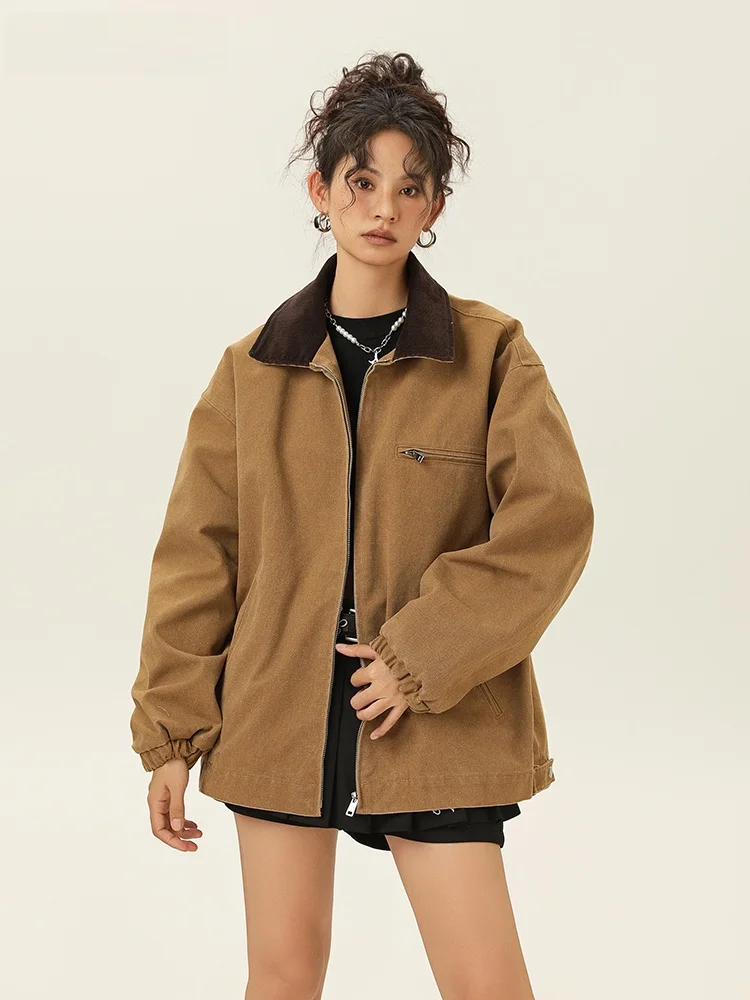 Женская куртка Znzw осень-зима 2024 новая свободная однотонная японская мода с