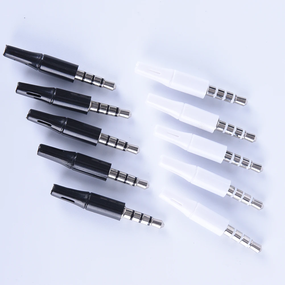 

10pcs New 3.5mm Stereo Headset Plug Jack Outlet 2.5mm 4 Pole 3.5 Audio Plug Jack Adaptor Connector For Phone White And Black