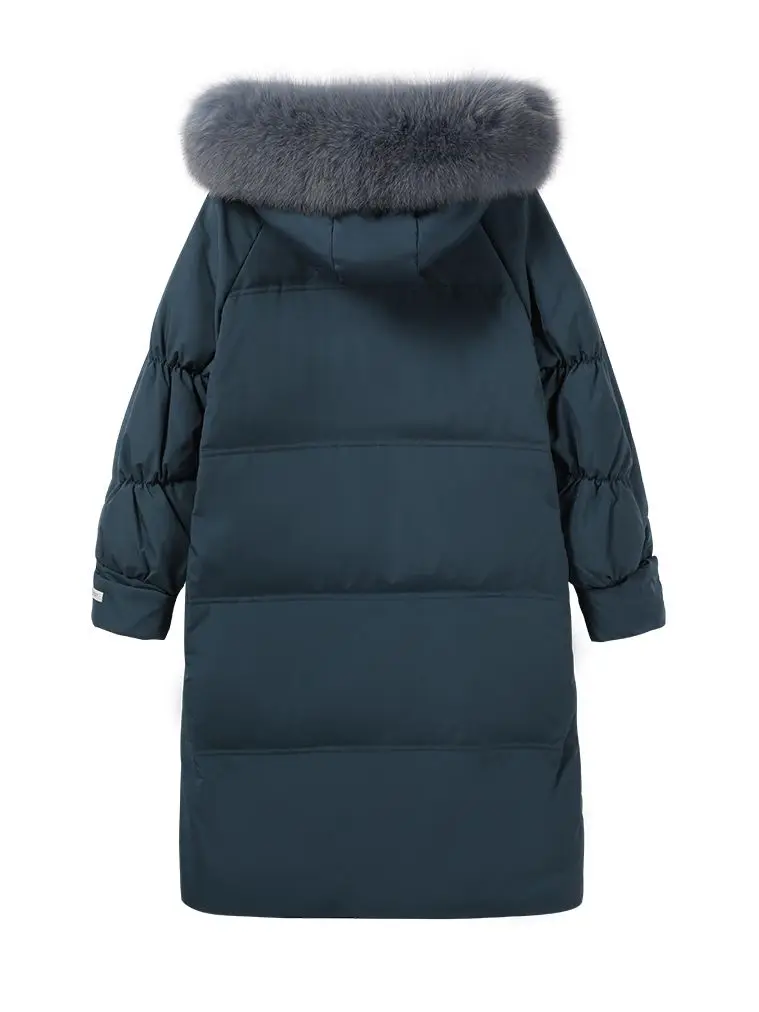 Women Long Down Jacket New Casual Style Fox Fur Collar White Duck Down Jackets Autumn Winter Coats And Parkas Female Outwear