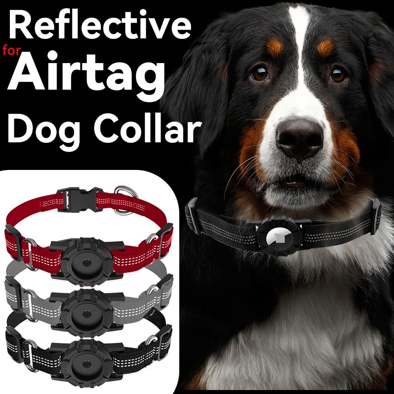 

Durable Dog Collar Adjustable Military Pet Collar Leash Medium Large Dog Pet Locator Anti-Lost Collar Device for Air Tag