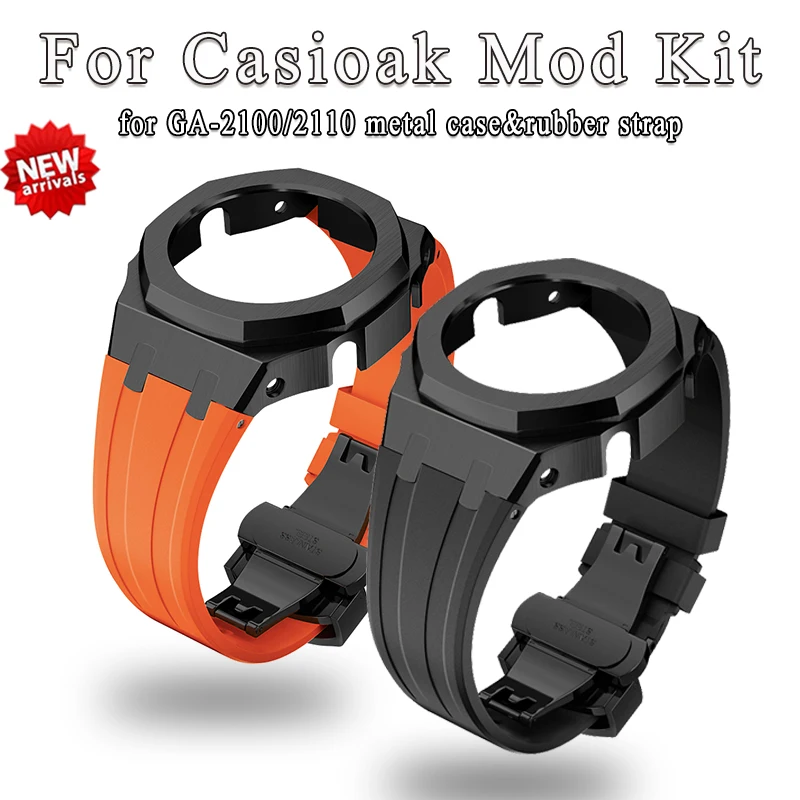 

4rd Modification Kit for Casioak GA2100 Mod Kit Stainless Steel Case Screws Watch Band for GA-2100/2110 Metal Bezel Rubber Strap