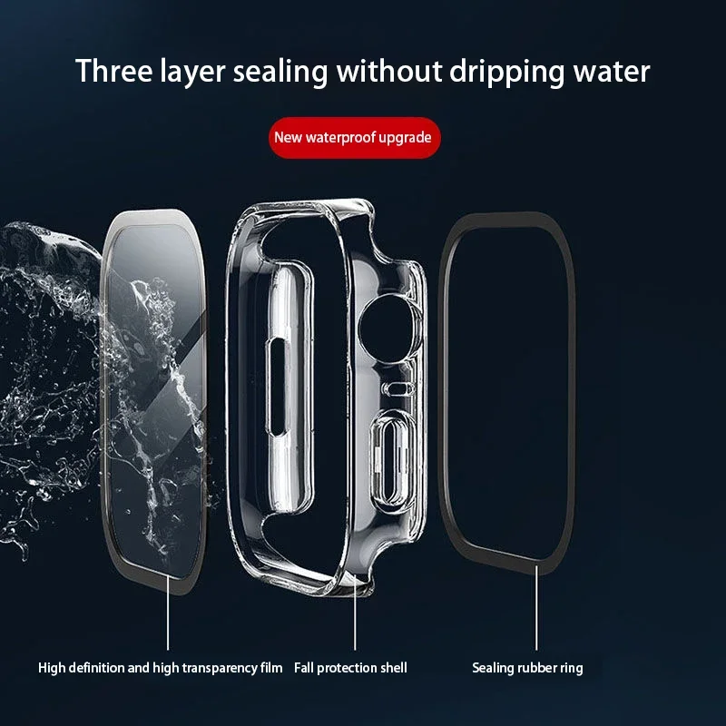Фото Гальваническое водонепроницаемое фотостекло для Apple Watch 7 8 45 мм 41 мм 44 мм 40 мм, Защитное стекло для экрана, бампер для iWatch 4 5 6 SE 7 8 9 №5