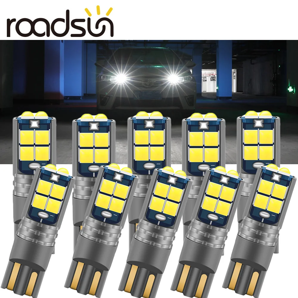 

Светодиодная лампа roadsun 10x T10 W5W, Лампа сигнала, 168 автомобильный габаритный фонарь Doom, лампа для стояночных огней с клиновидным цоколем, 12 В, 24 ...