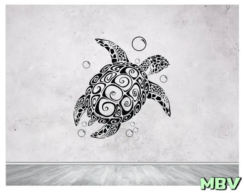 

Turtle and bubbles Wall Decal | Turtle Wall Art | Turtle Wall Decor | sea turtle Vinyl Sticker | Removable decals | Free Shippin