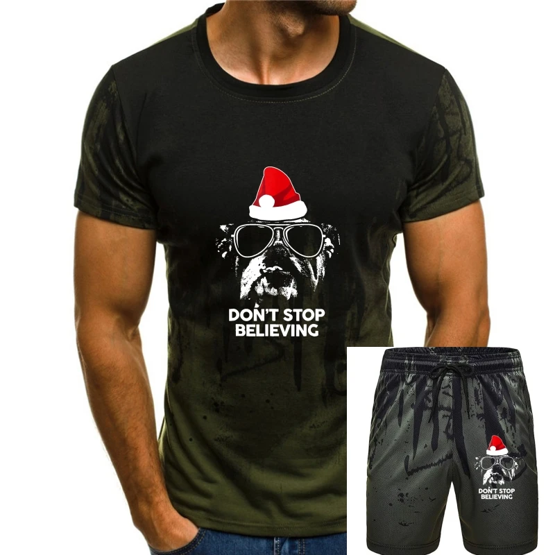

Уверенная в английском бульдог, Не останавливайтесь, Рождественская рубашка-Мужская футболка-черная