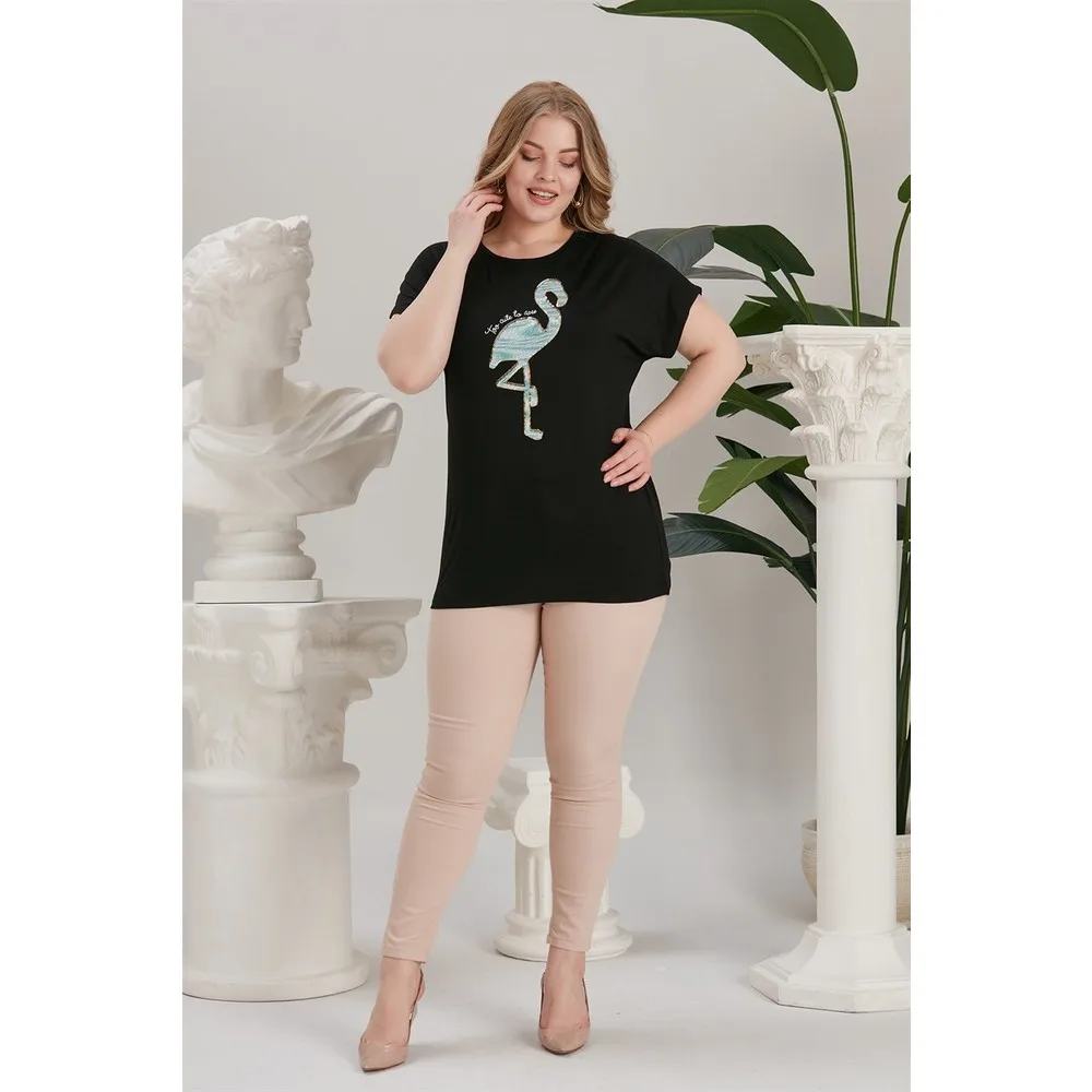 

Женская Черная Футболка Dorlie с вышивкой и блестками