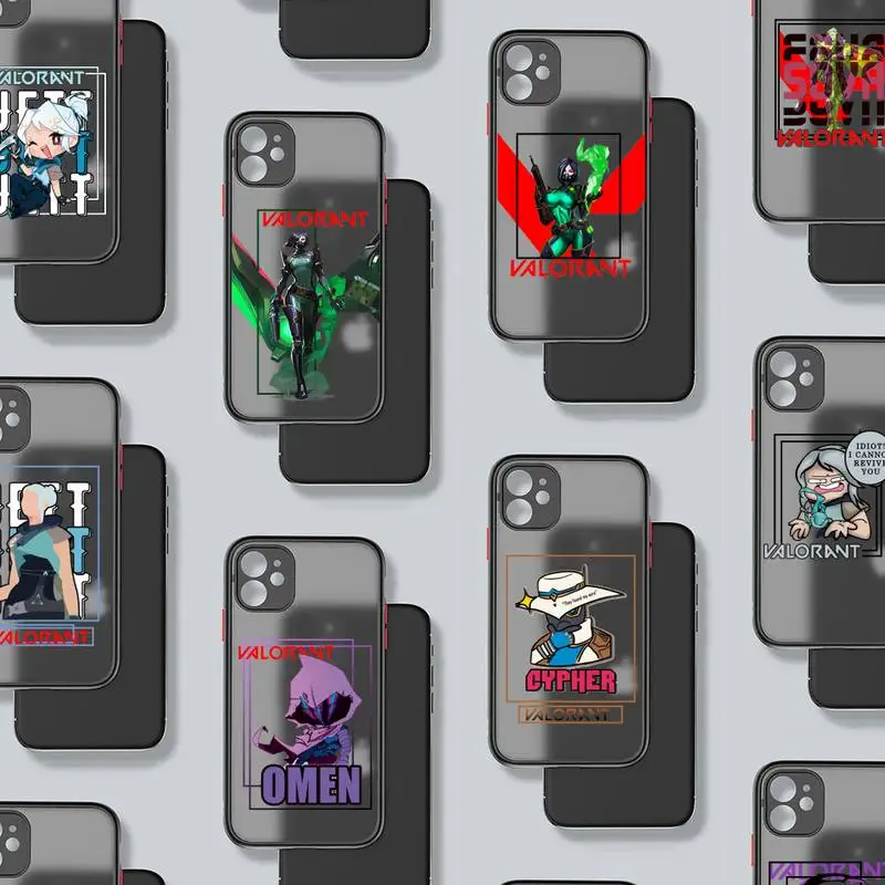 

Valorant Phone Case Black Color Matte Transparent For iPhone 13 12 11 Mini Pro X XR XS Max 7 8 Plus